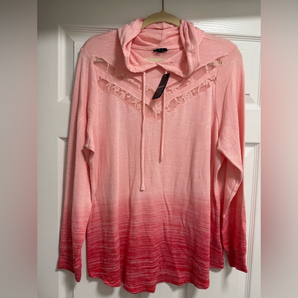 Torrid Pink and Red Ombre Hoodie Top Size 1